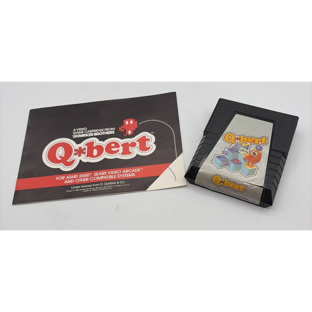 Qbert Atari 2600 Game Cartridge Parker Brothers 1983 with Manual NTSC Action